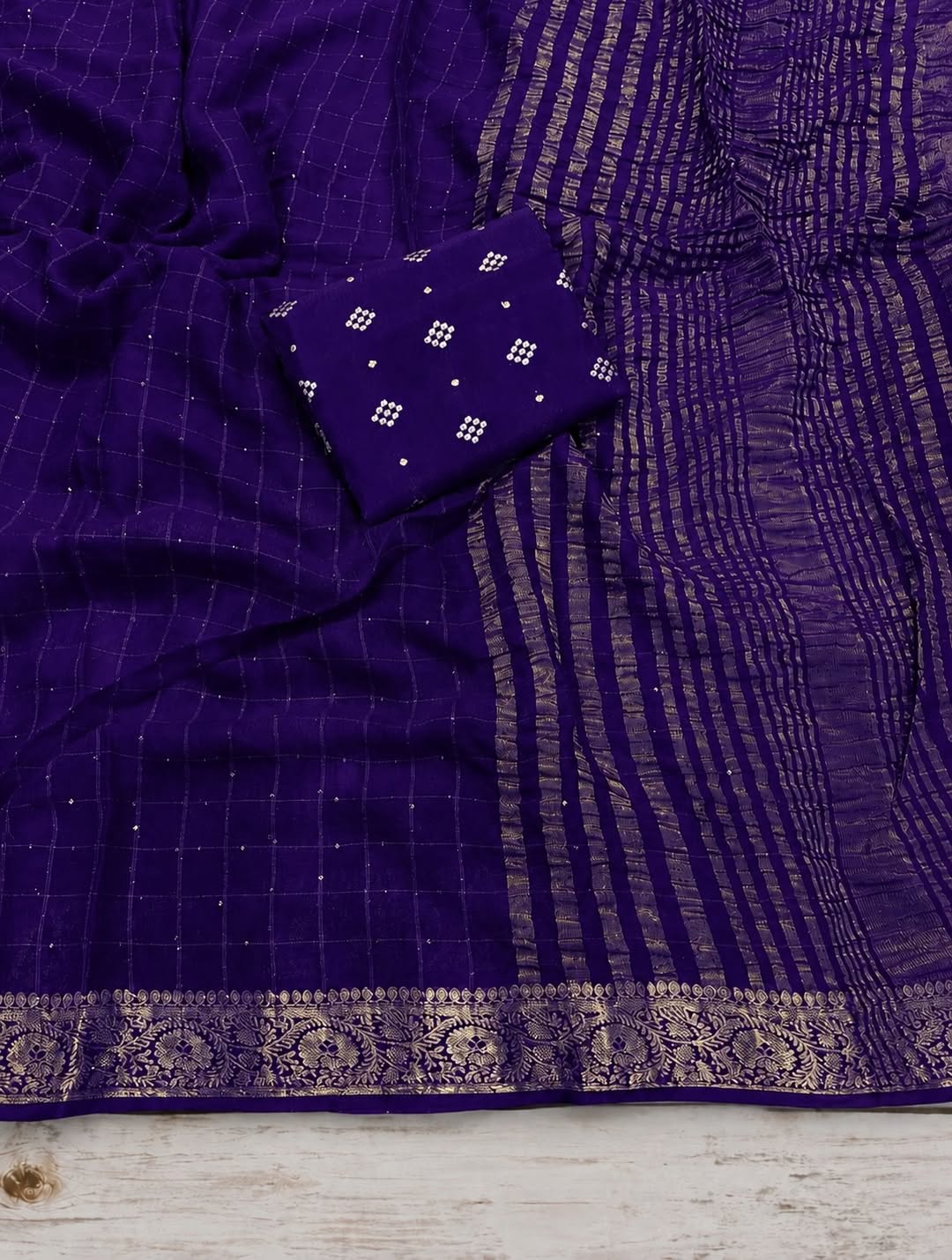 Viscose georgette checks pattern sarees