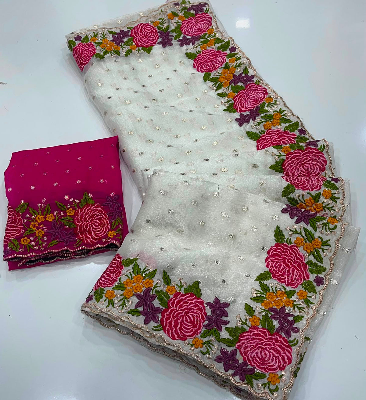 Fancy moss silk georgette soft saree