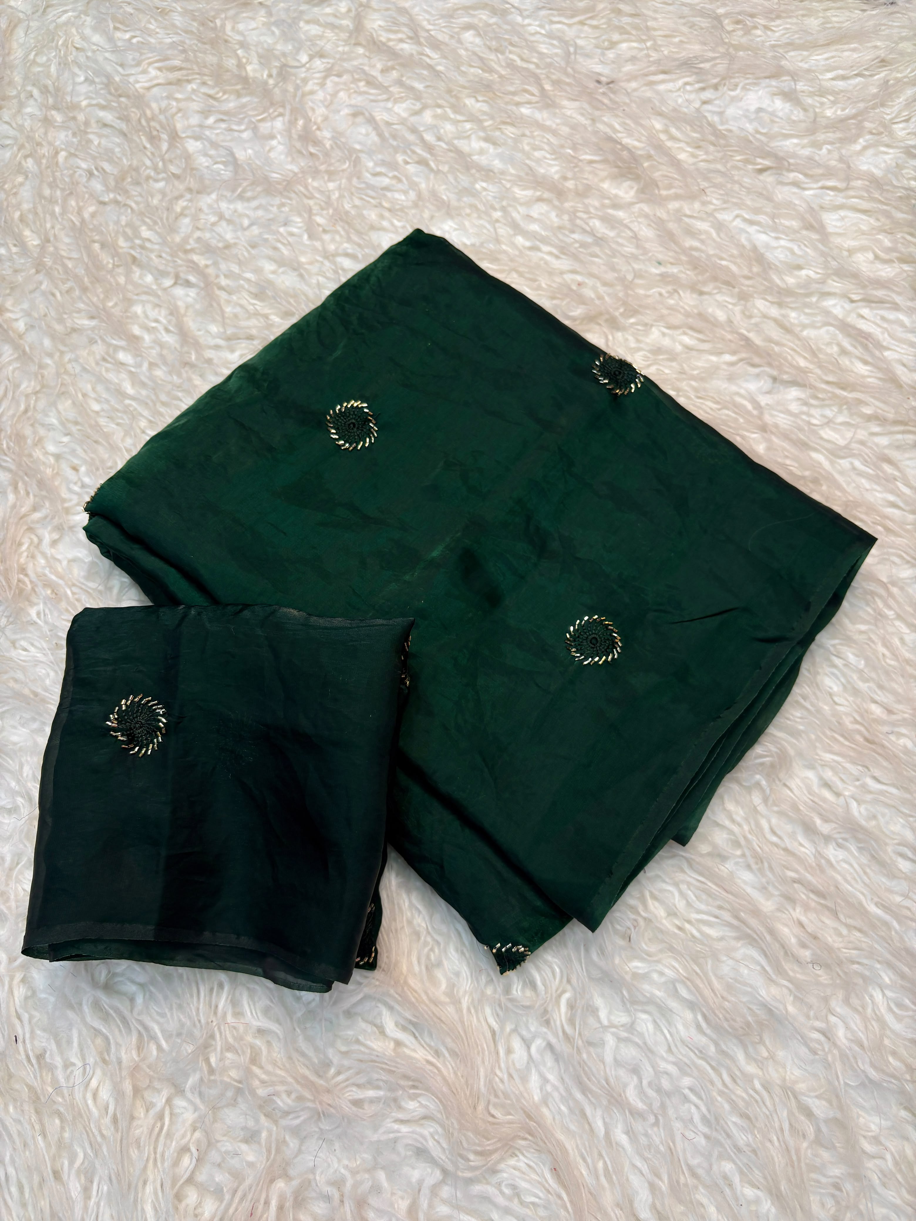 Space silk beads buttis saree