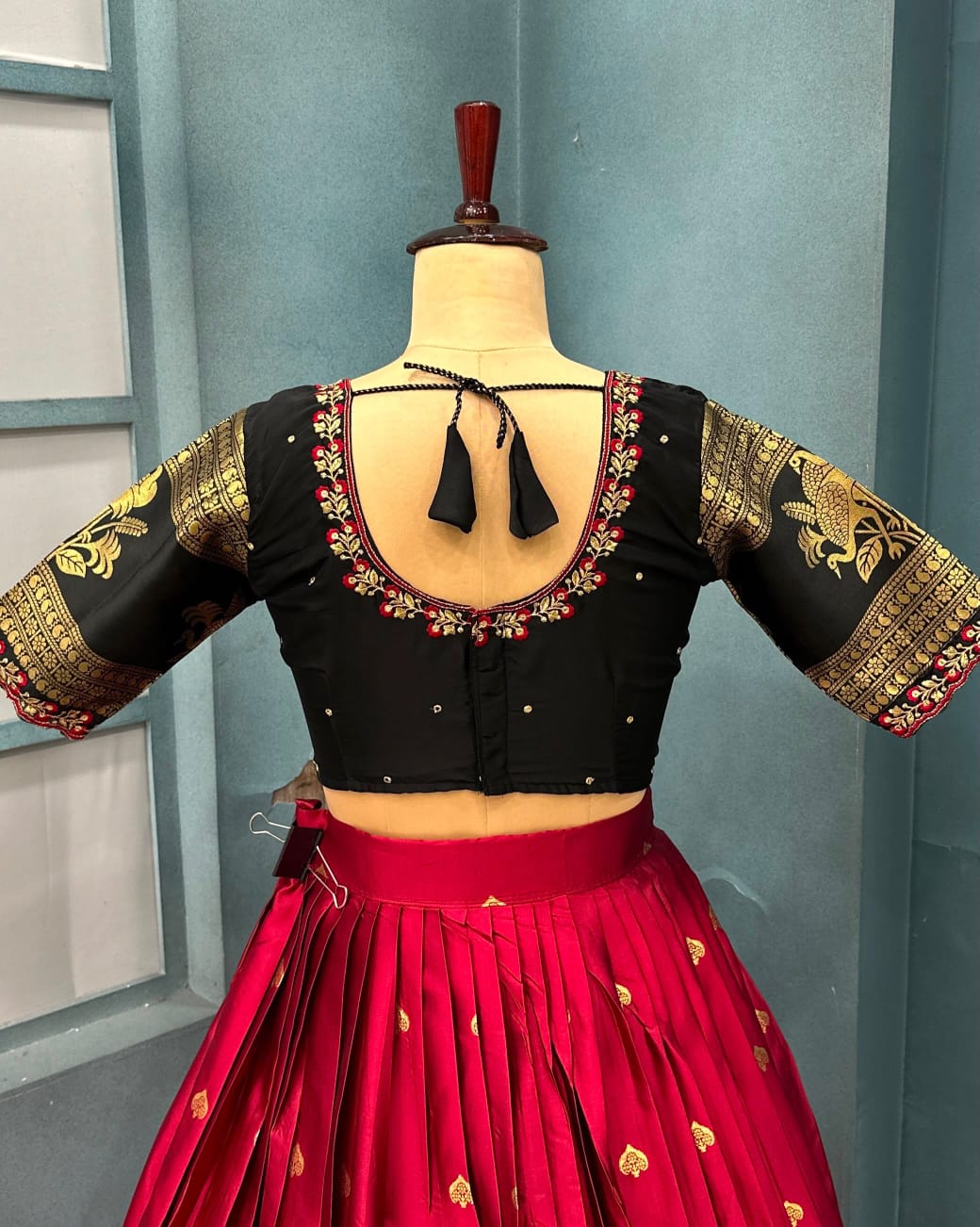 Semi kanjeevaram stype fully stitched half saree lehanga set