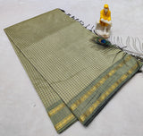 Kalyani Vintage Checked gap boarder saree