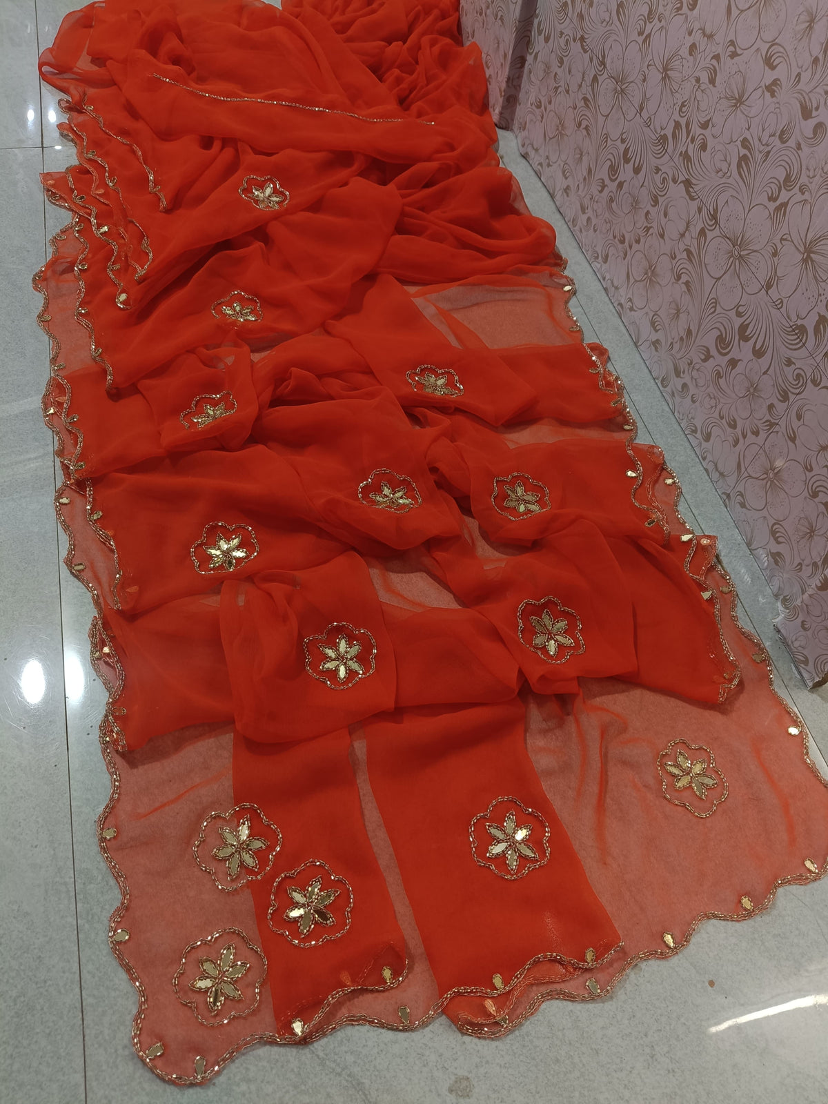 Royal georgette kardhana handwork saree