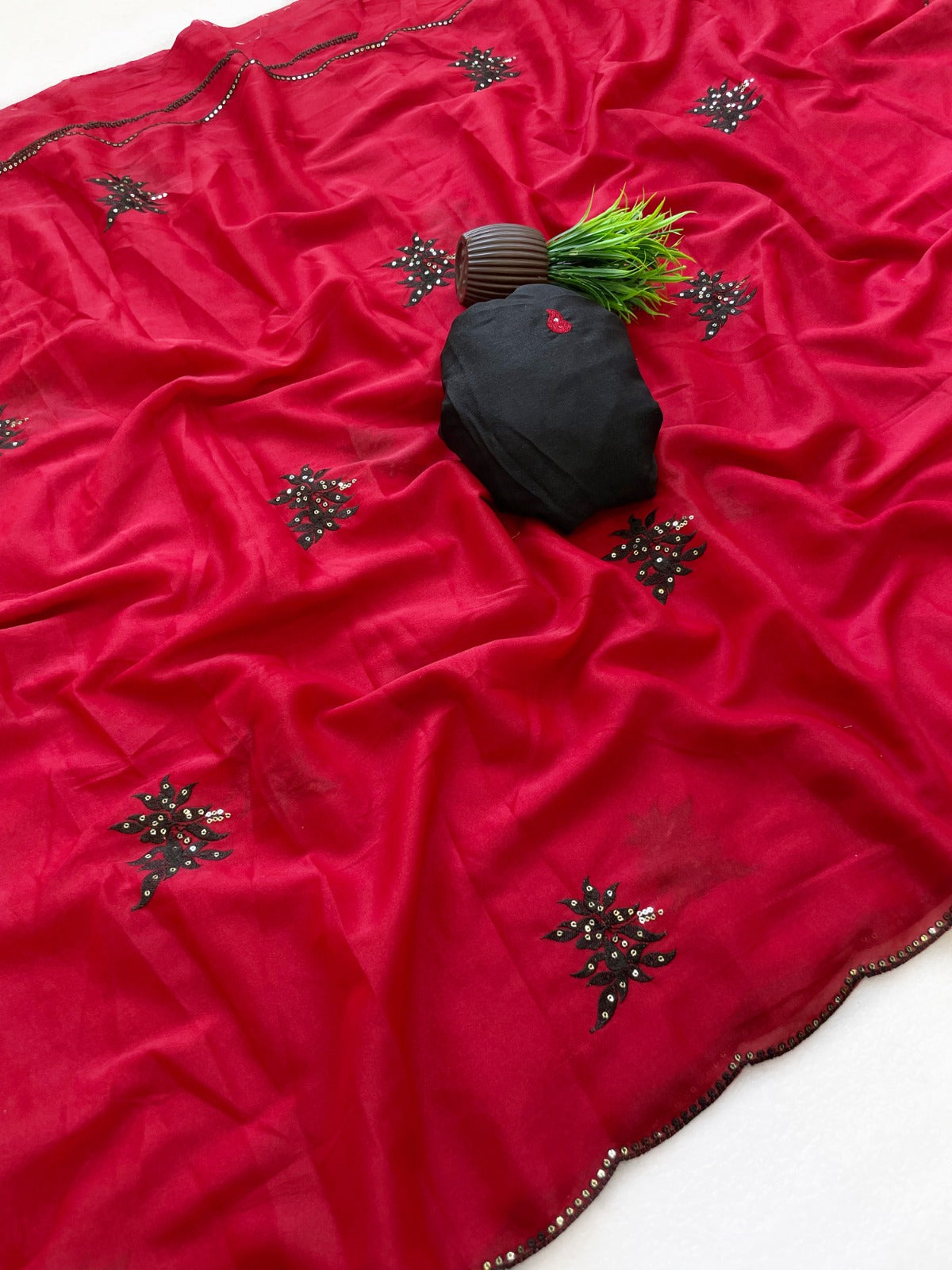 Rangoli silk saree embroidery buttis