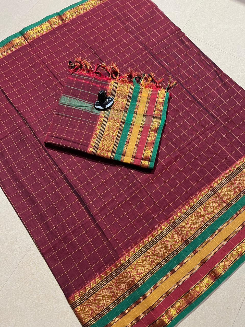 Narayanpeta checks model big boarder dress material set