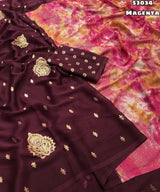 Moss chiffon shibori pallu saree