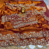 Space Silk Embroidery work saree with stitched blouse
