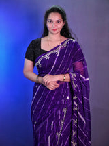 Lehriya chiffon mirror work saree