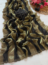 Space silk jharkan work sarees for party wear