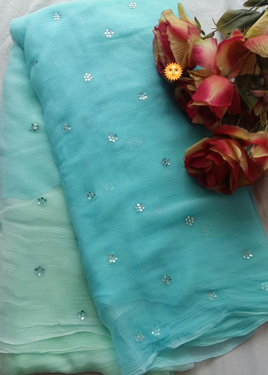 Chiffon patra work saree