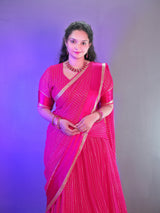 Viscose georgette vintage checks fully stitched half sareee
