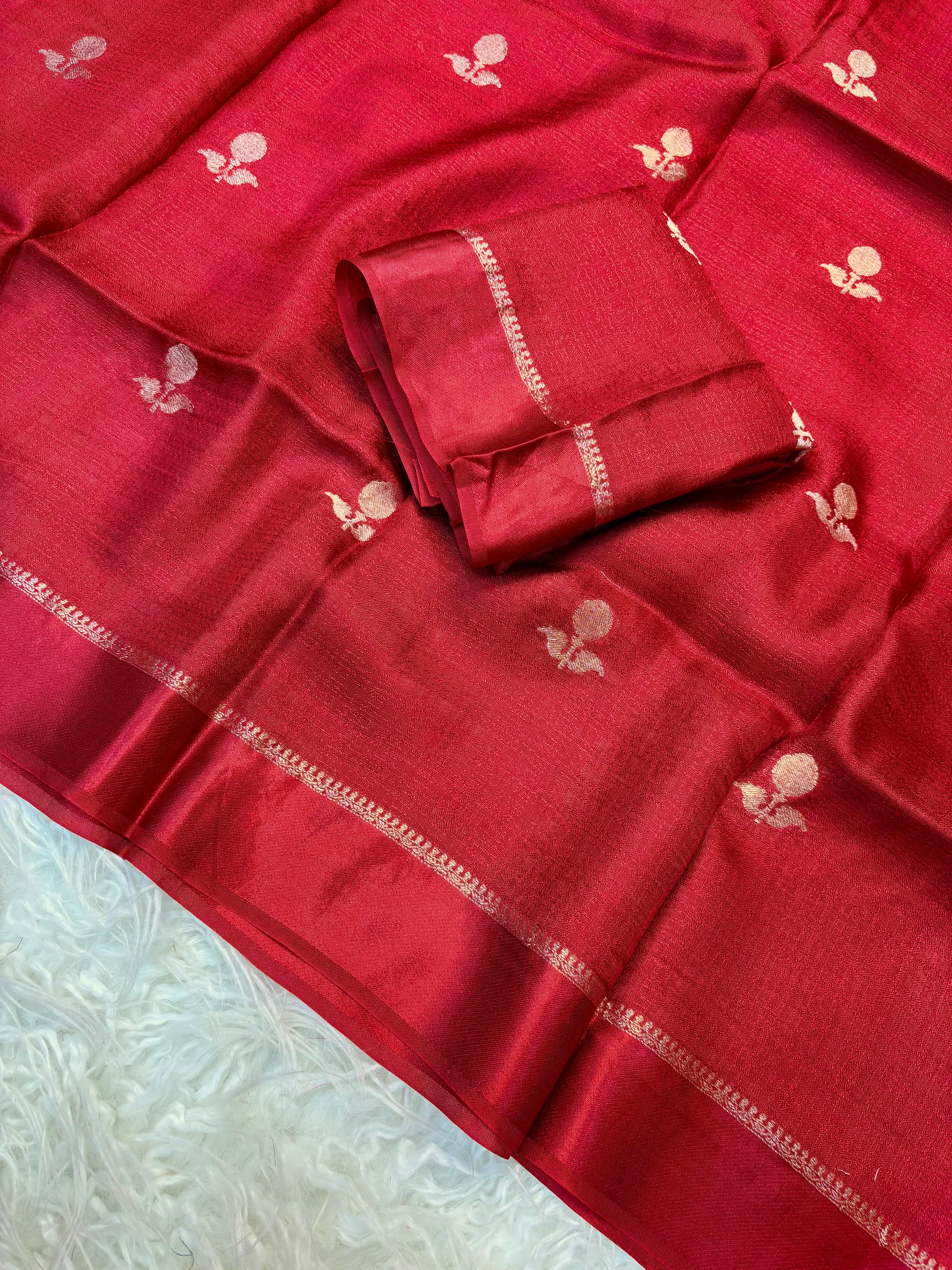 Jute silk viscose leaf pattern saree