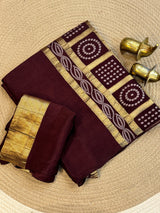 Replica Viscose satin silk saree with bandhej pallu
