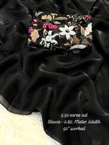 Dual tone space silk saree with 3d designer blouse