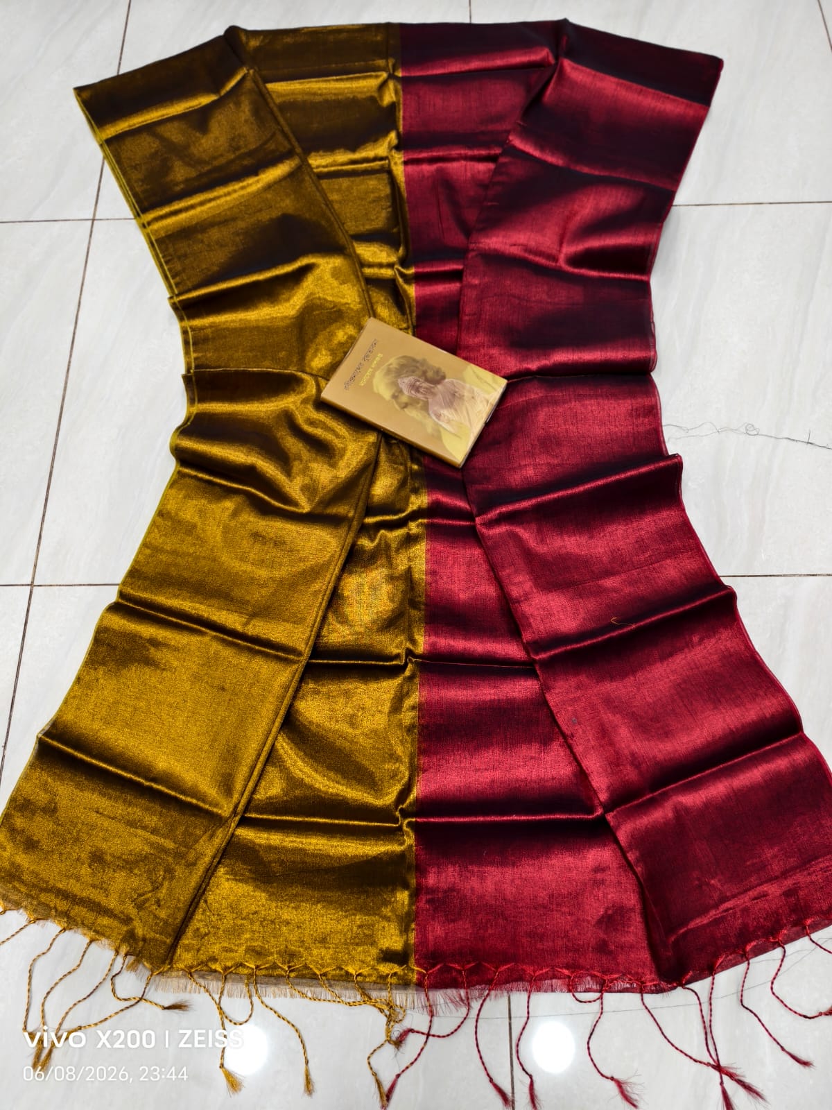 Raga mul tissue cotton dual shade saree