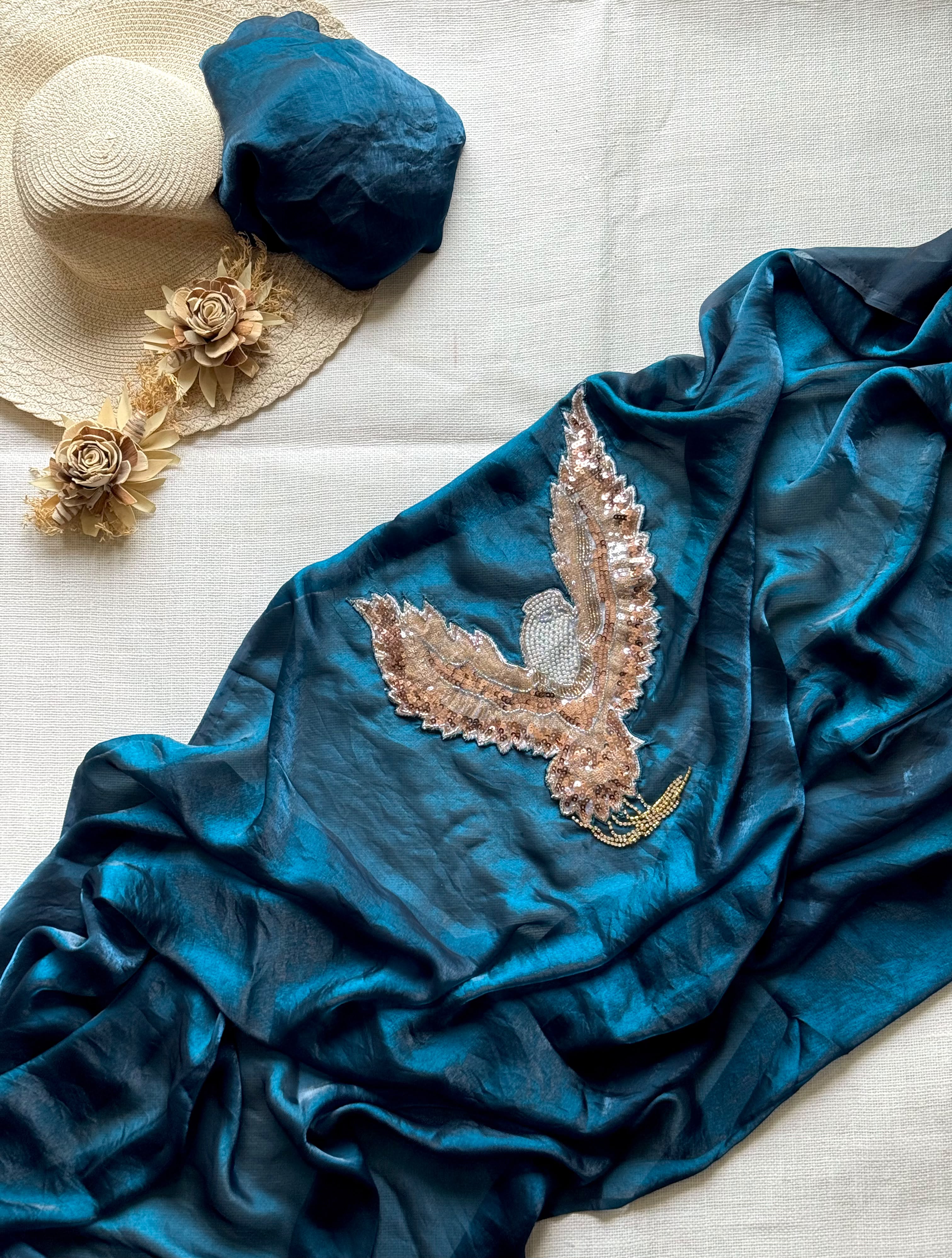 Exclusive Space silk bird patch saree