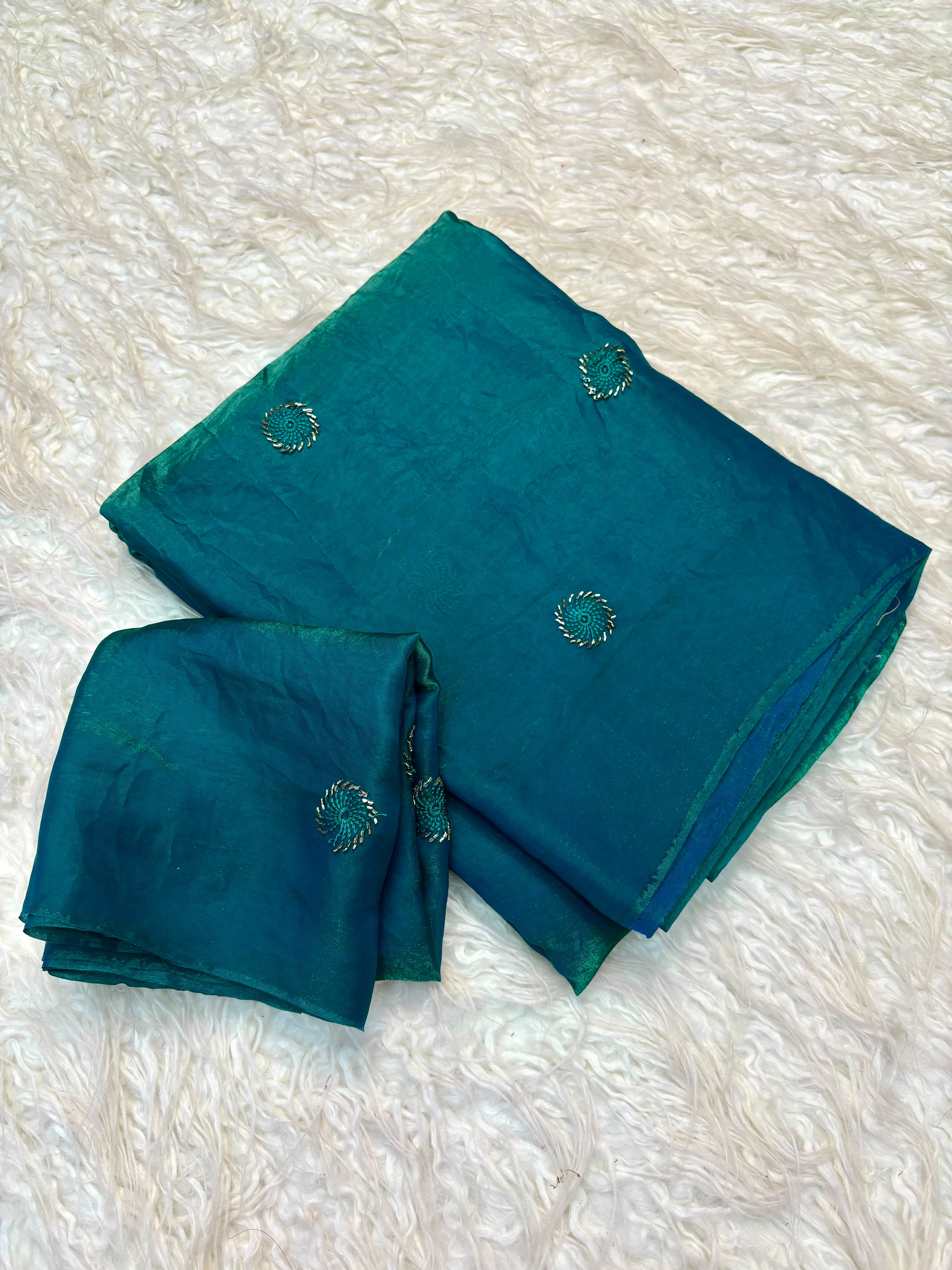 Space silk beads buttis saree