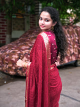 Viscose georgette checks sequins pattern sarees