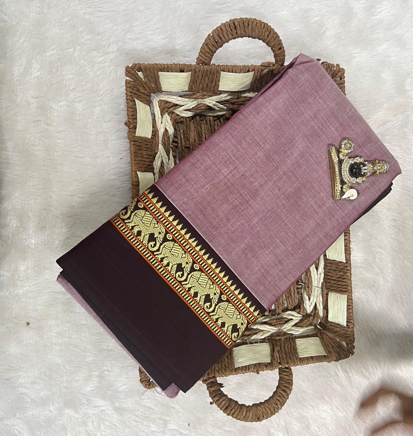 Narayanpeta Mercerised Cotton elephant gap boarder