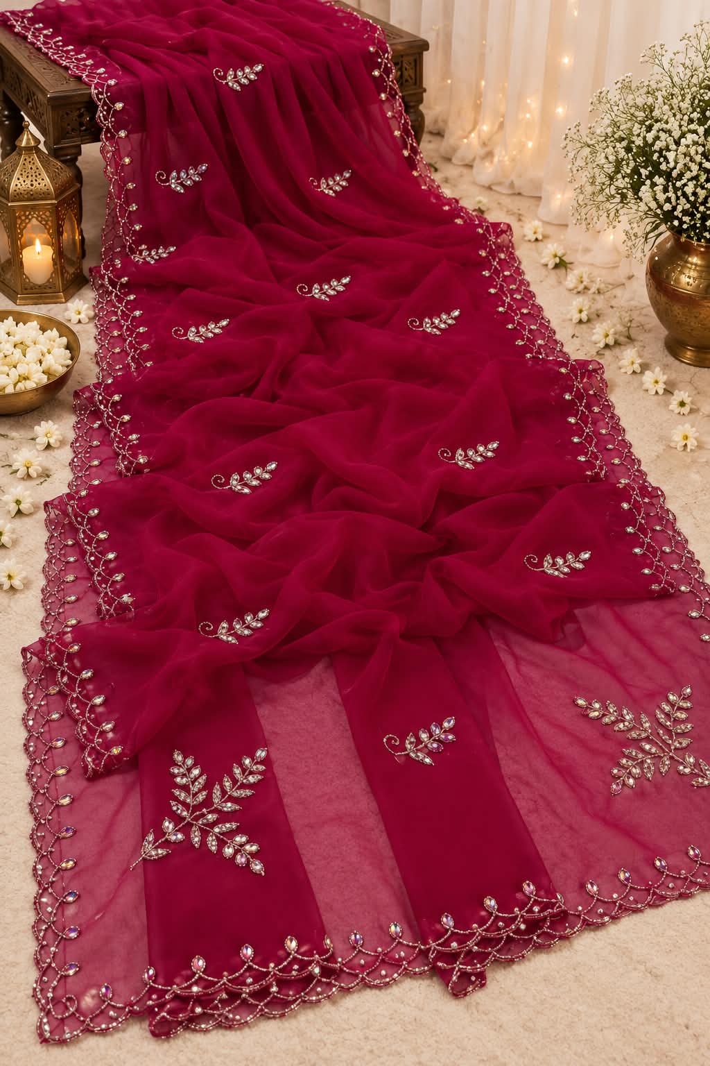 Royal georgette hand work saree