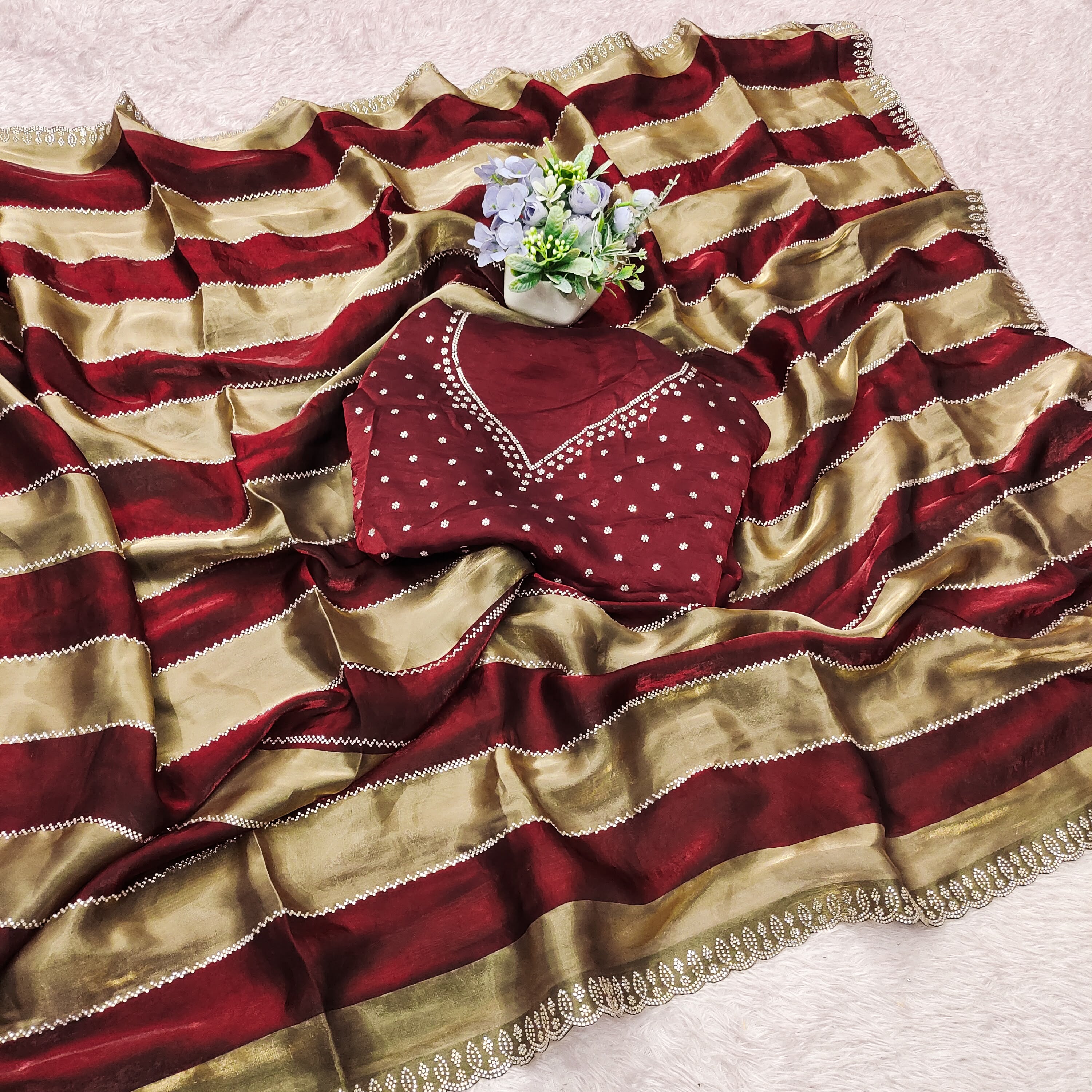 Space silk jharkan work sarees for party wear