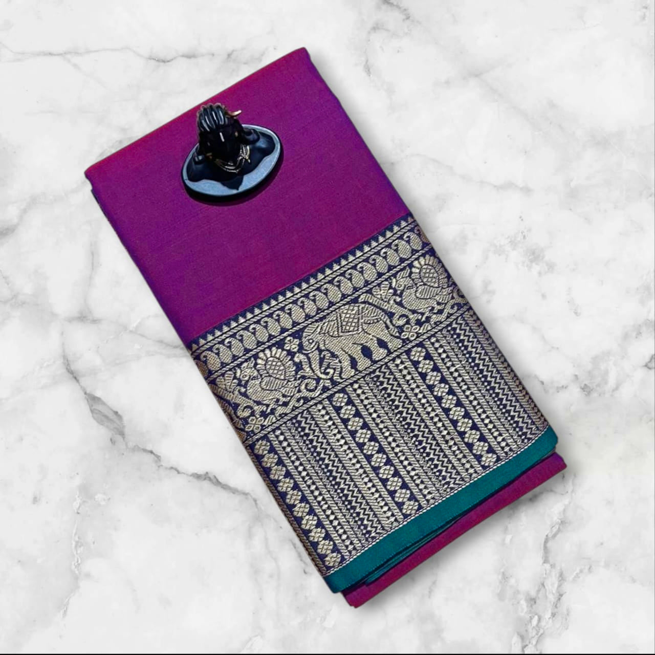 Narayanpeta Mercerised Cotton saree elephant boarder