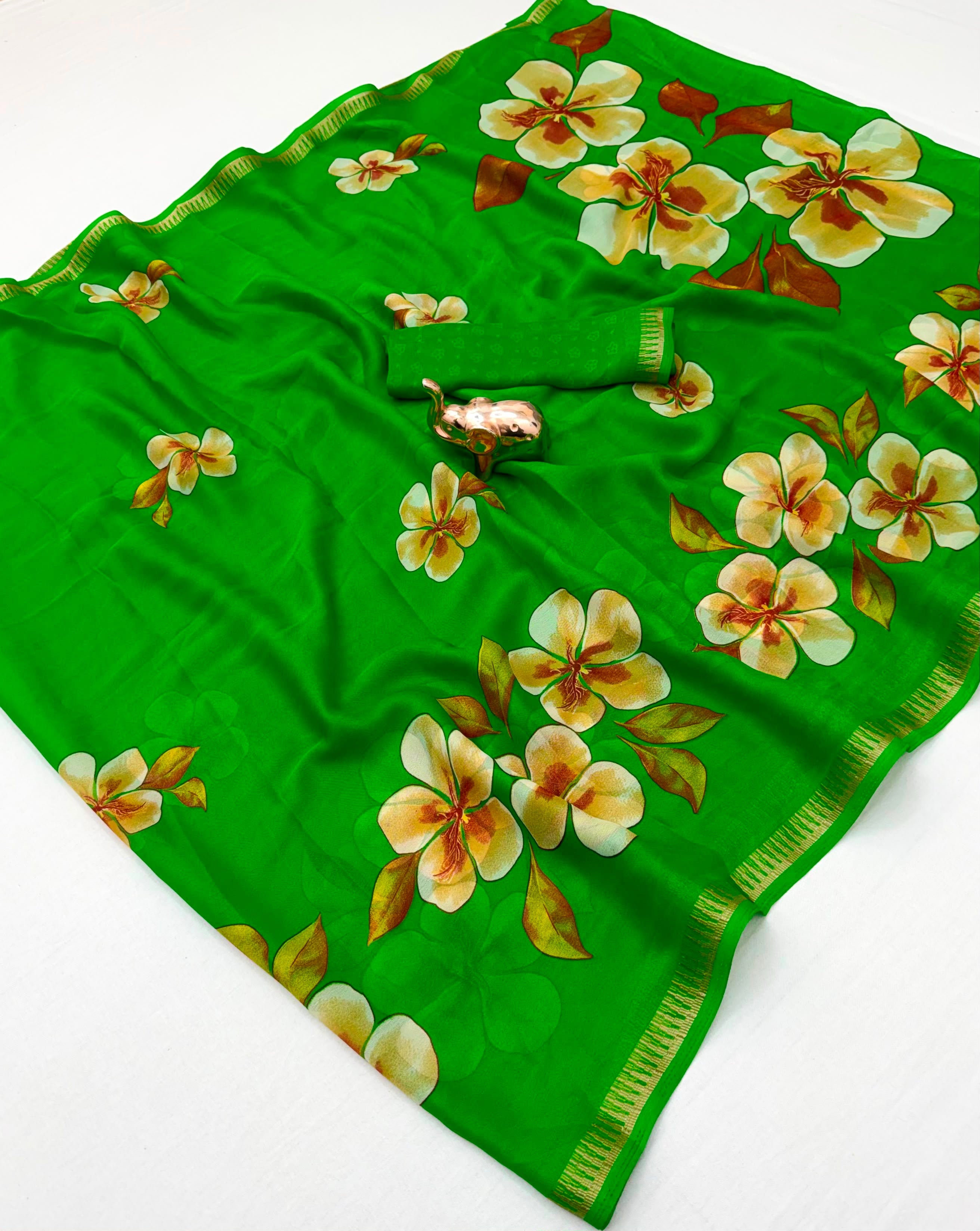 Soft marshmallow georgette floral saree