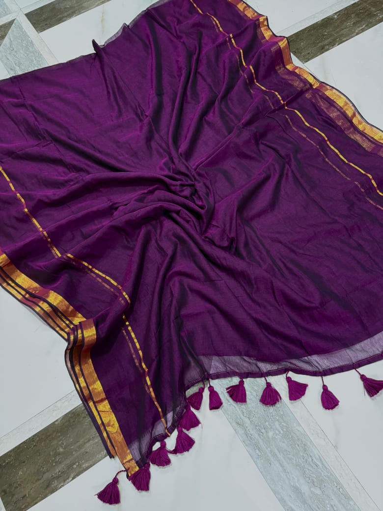 Mul cotton zari 120 count saree