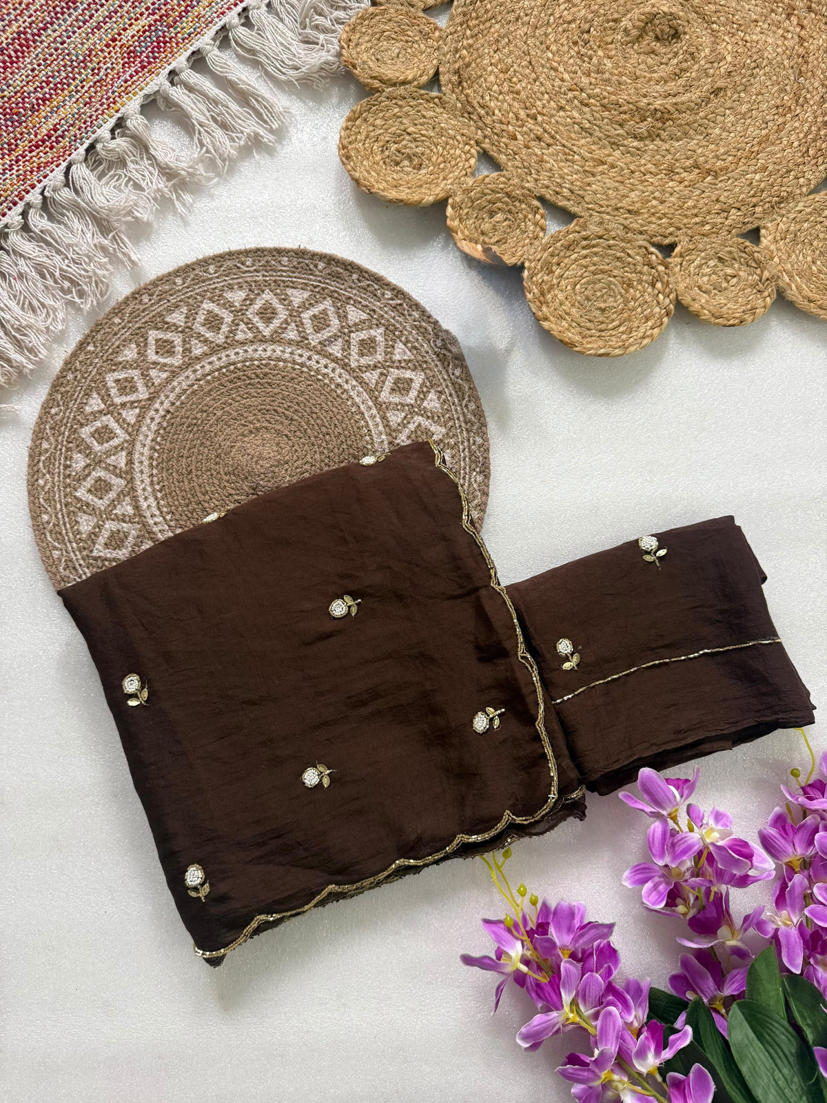 Rangoli handwork sunflower saree