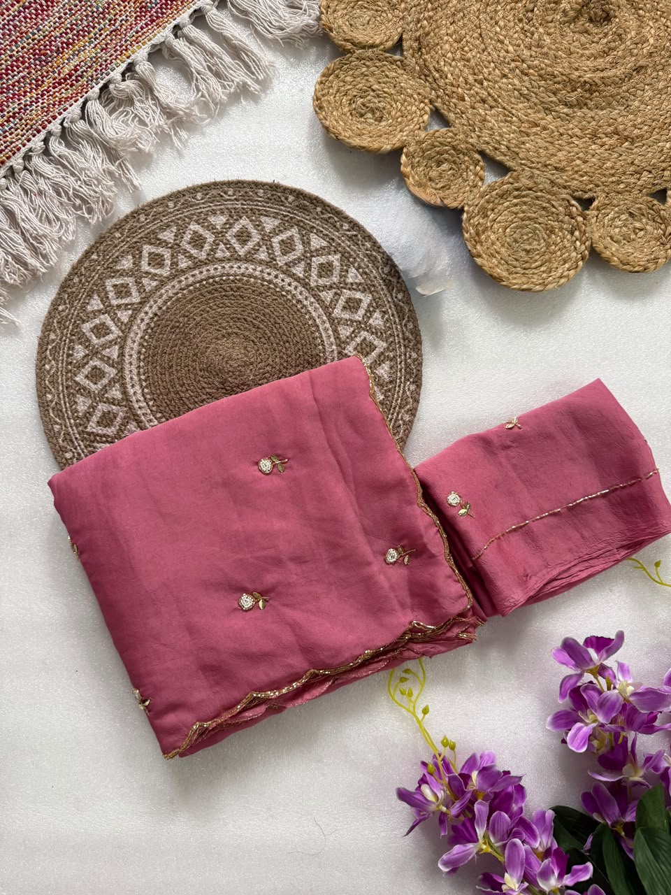 Rangoli handwork sunflower saree
