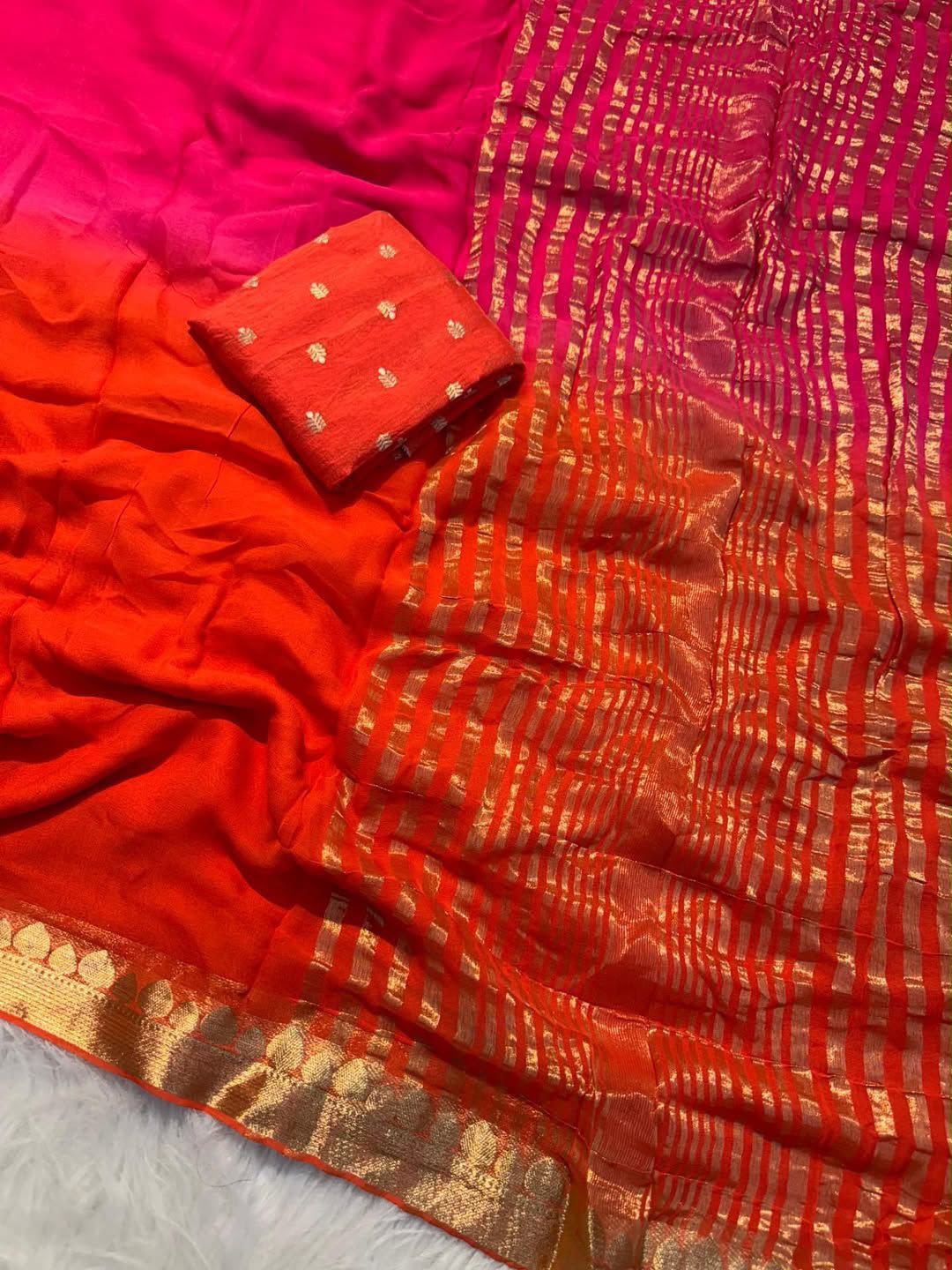 2 shades viscose georgette saree