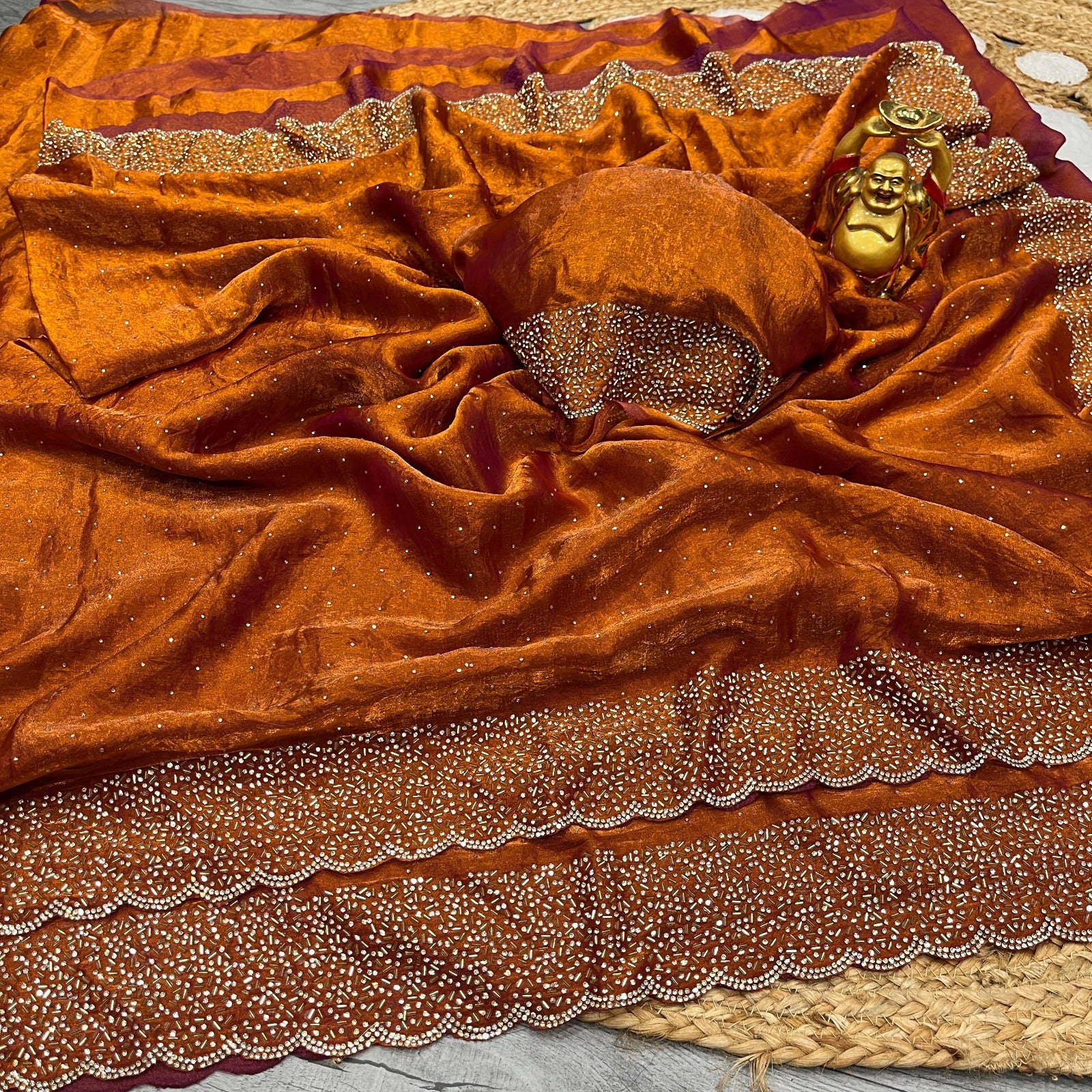 Space silk Diamond work saree