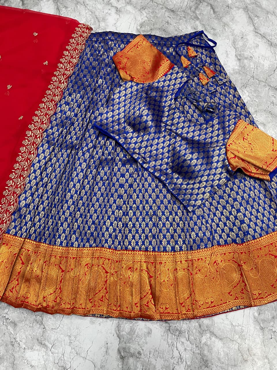 Kanjeevaram fully stitched half saree
