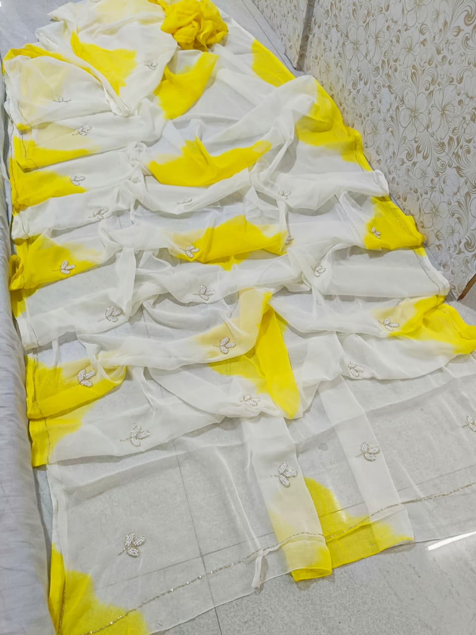 Chiffon butties shibori dye saree