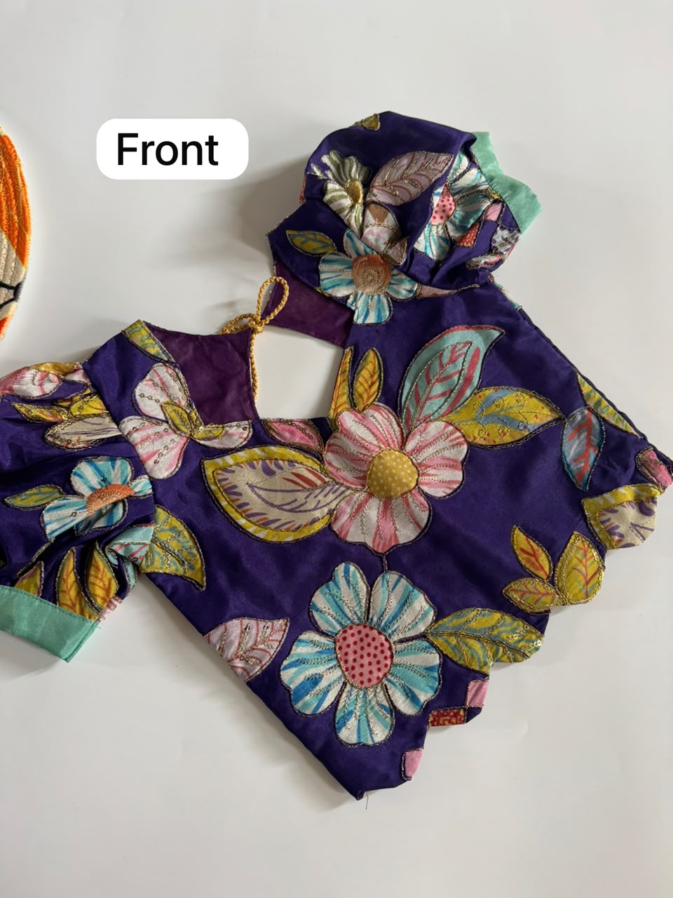 Crepe position print embroidery lehanga choli for kids