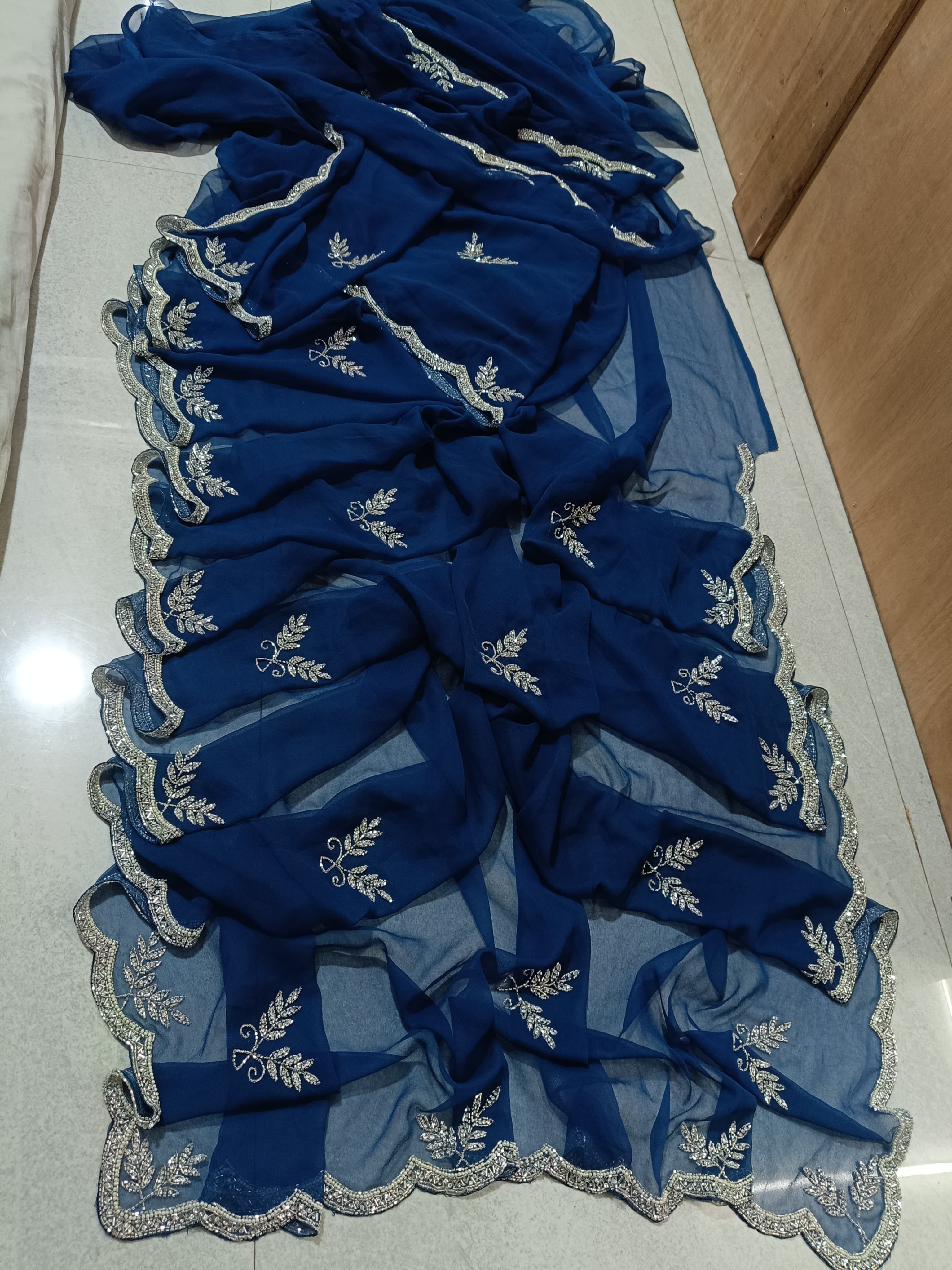 Pure royal georgette handwork saree