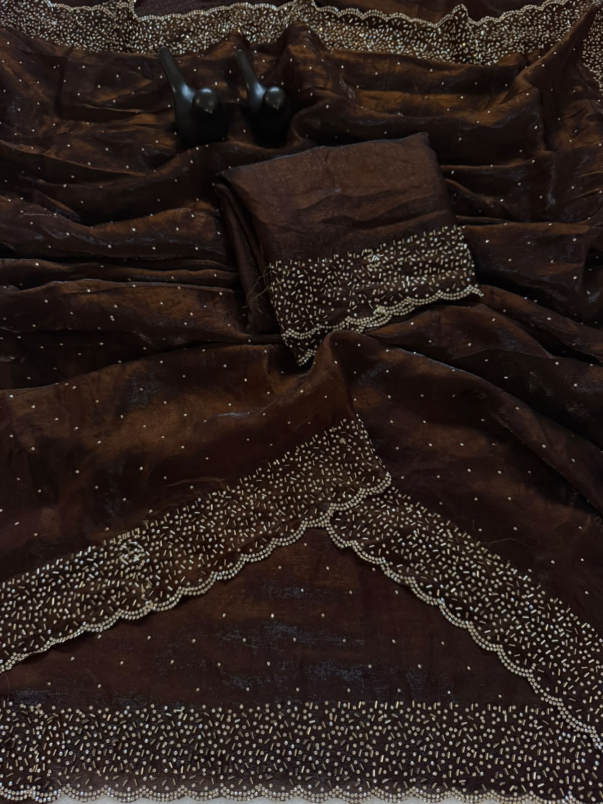 Space silk Diamond work saree