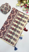 Ajrak mirror trending saree