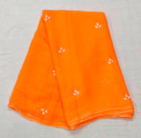 Soft chiffon saree leaf pattern