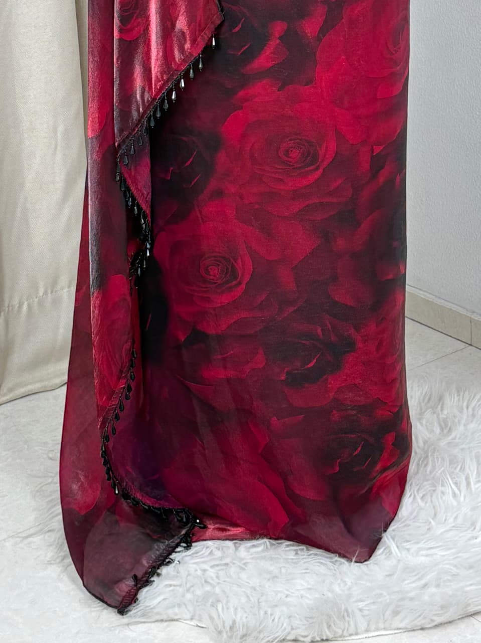 Victorian rose pattern saree
