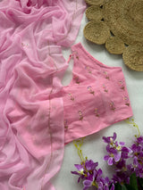 Pure georgette cutdhana handwork saree