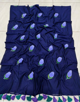 Mul cotton Tulip hand painted saree