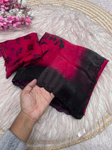 Space silk digital print with jarkhan work partywear saree