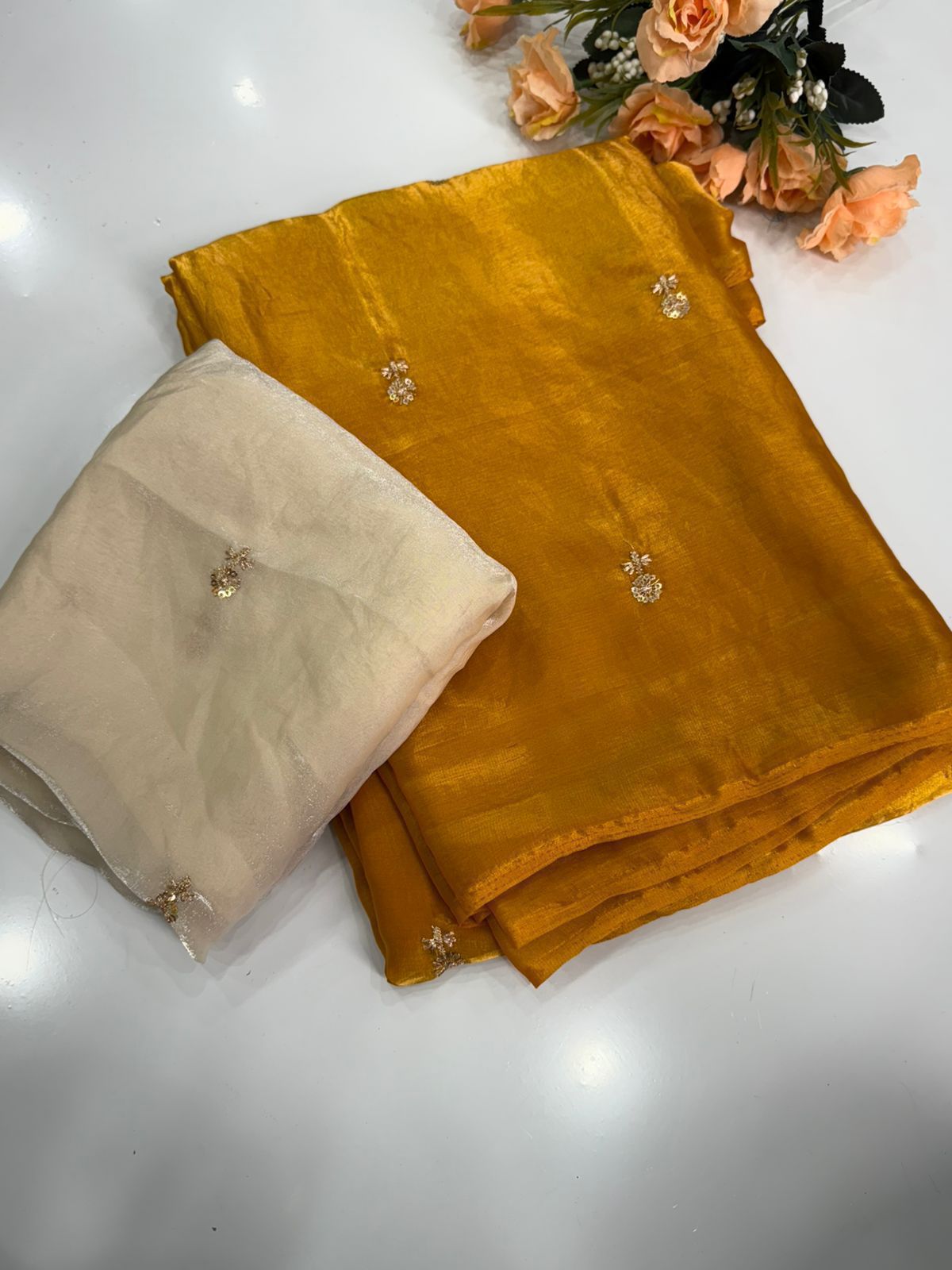 Surabhi- space silk buttis sequence saree