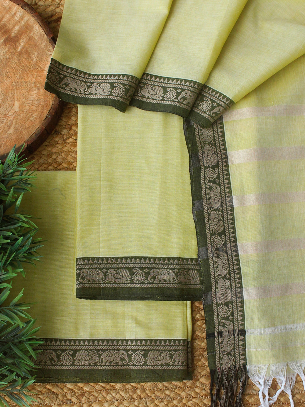 Narayanpeta Elephant Peacock Small boarder dress material
