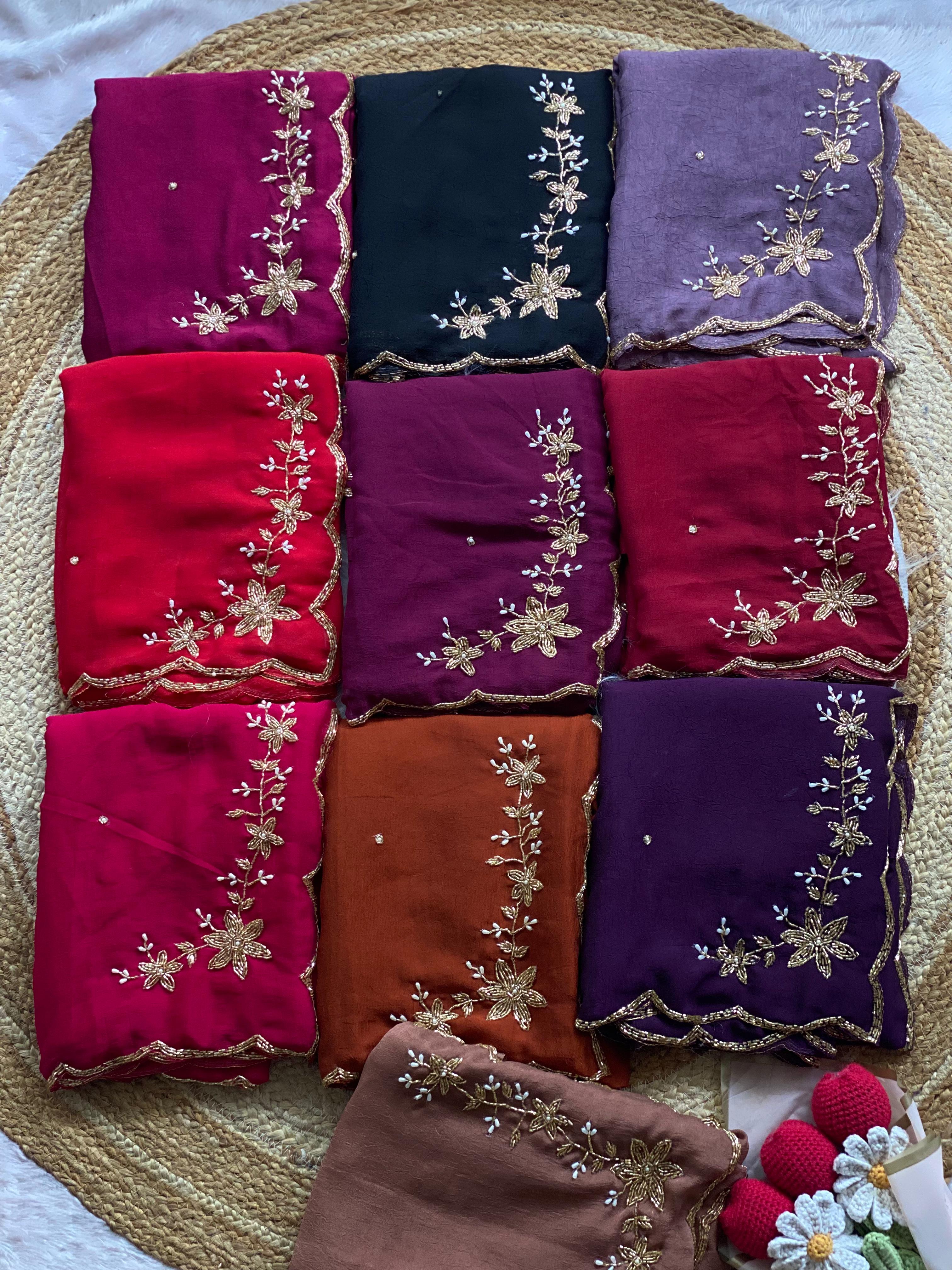 Rangoli crush pure handwork saree