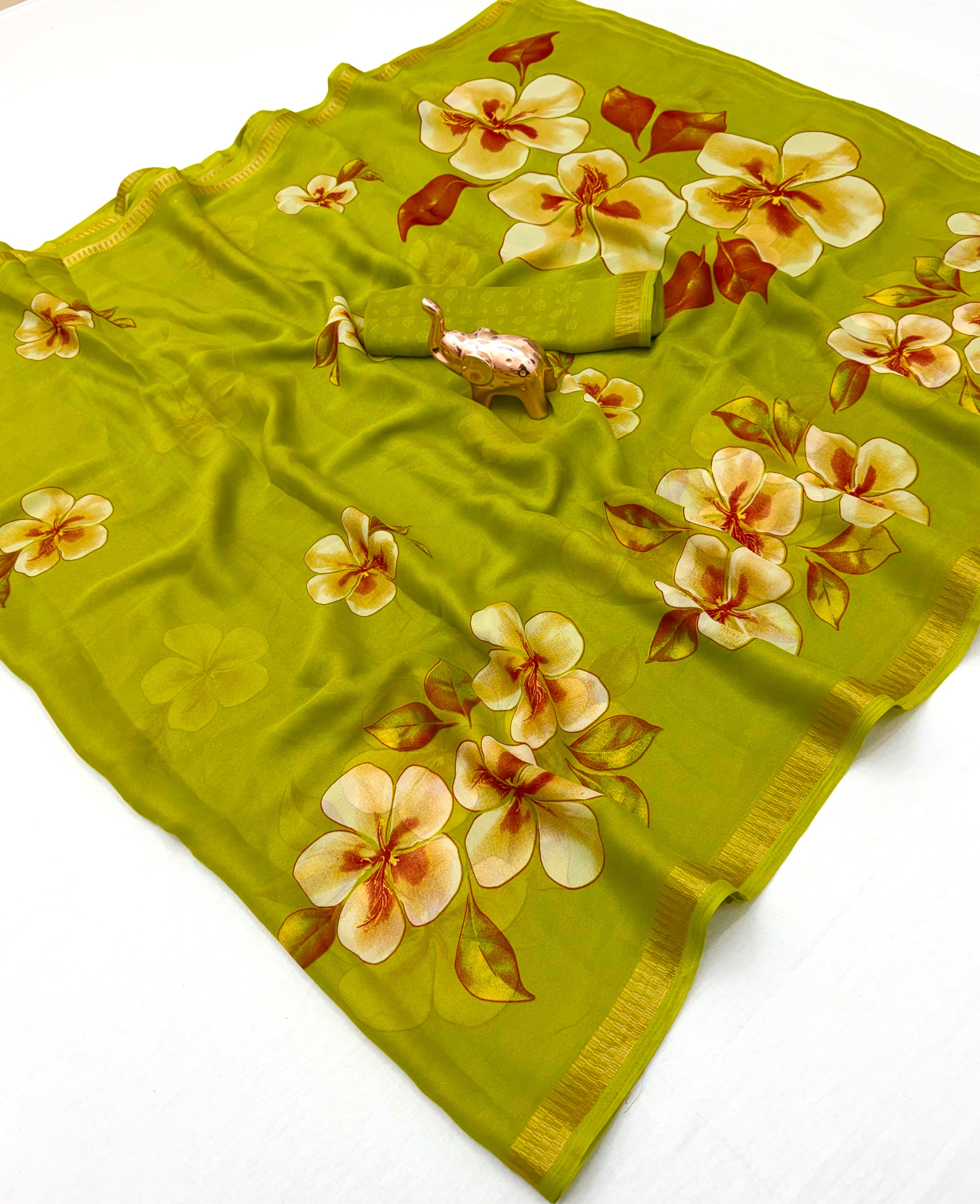 Soft marshmallow georgette floral saree