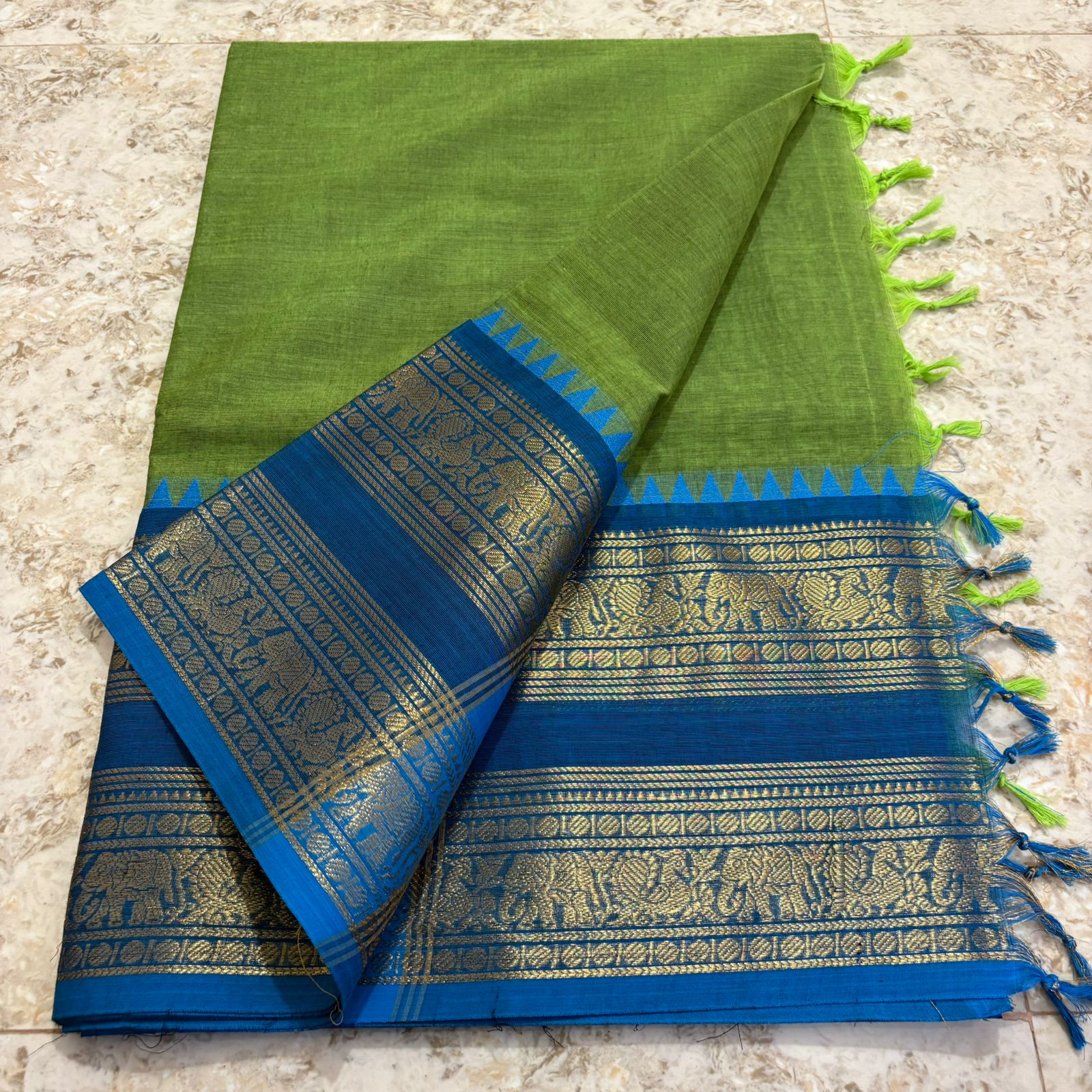 Chettinadu Pure Cotton kanchi zari Saree