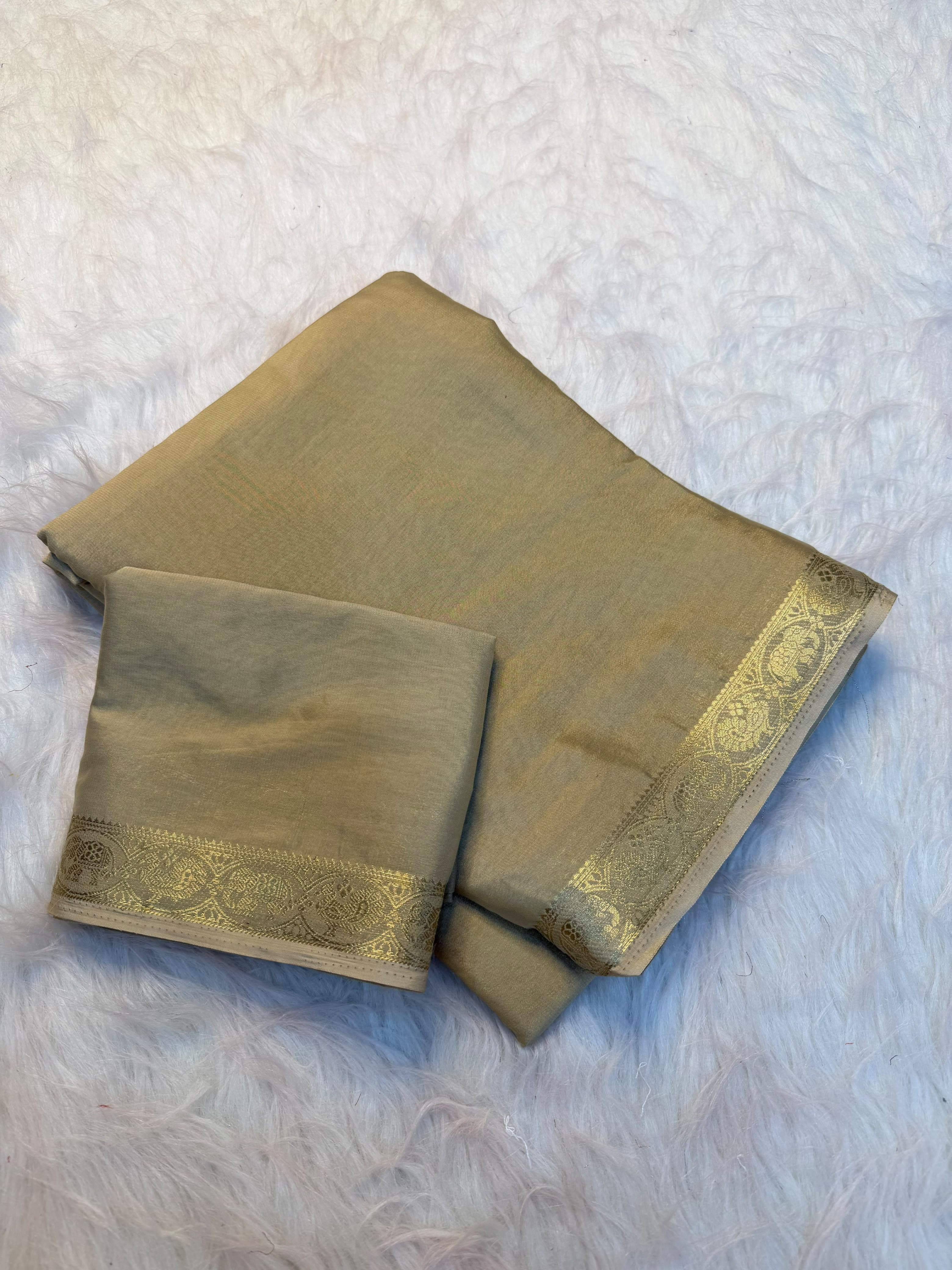 Viscose georgette soft fabric small zari boarder saree