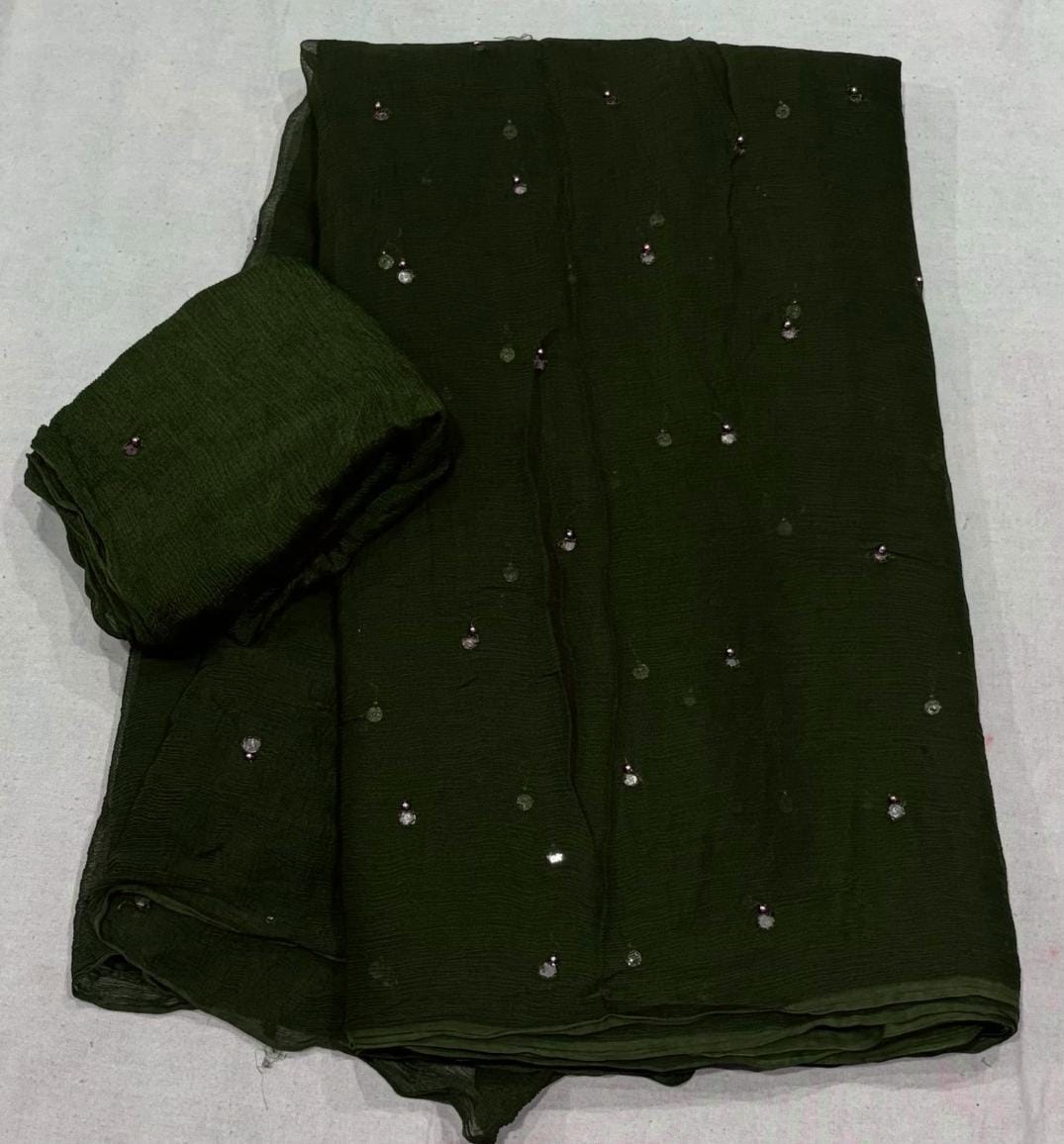 Chiffon mirror work saree