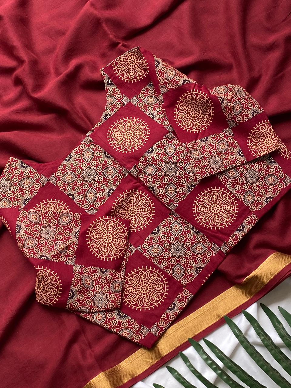 Pure mul cotton with cotton printed blouse
